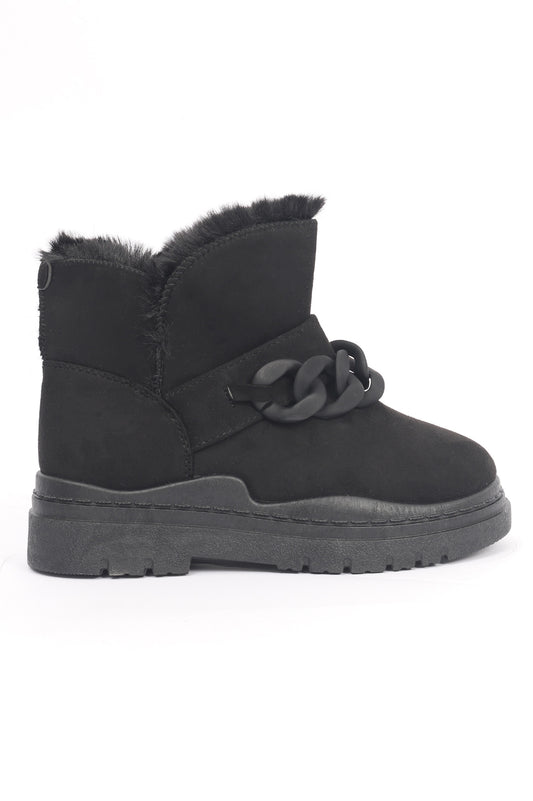 CHAINED FUR BOOTS-BLACK
