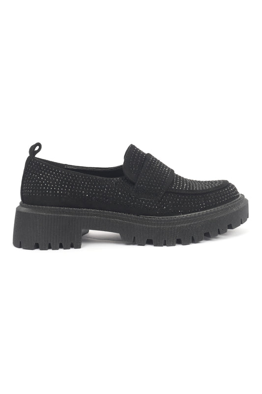 SPARKLING CHUNKY LOAFERS-BLACK
