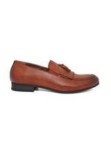 FRINGED SLIP ONS-BROWN