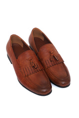 FRINGED SLIP ONS-BROWN