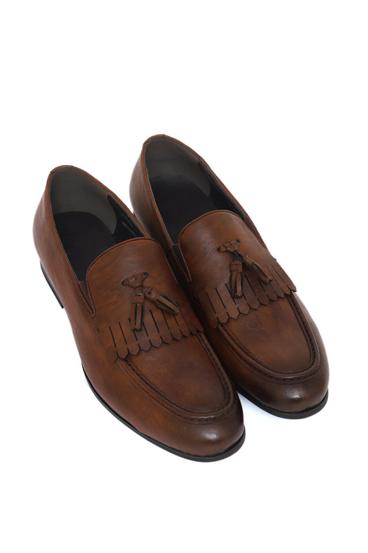 FRINGED SLIP ONS-COFFEE