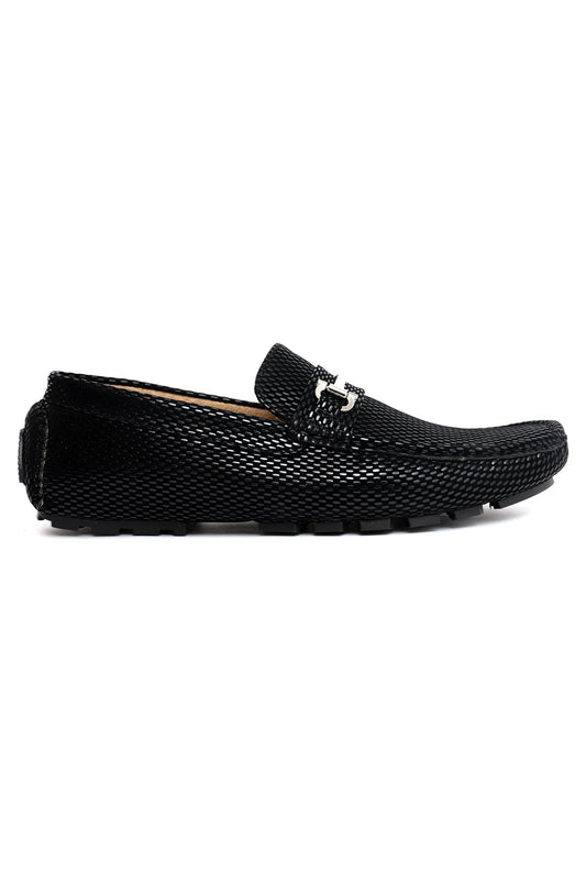 PATENT EMBOSSED LOAFERS-BLACK