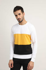 THREE PANEL JUMPER-WHITE-MUSTARD-BLACK