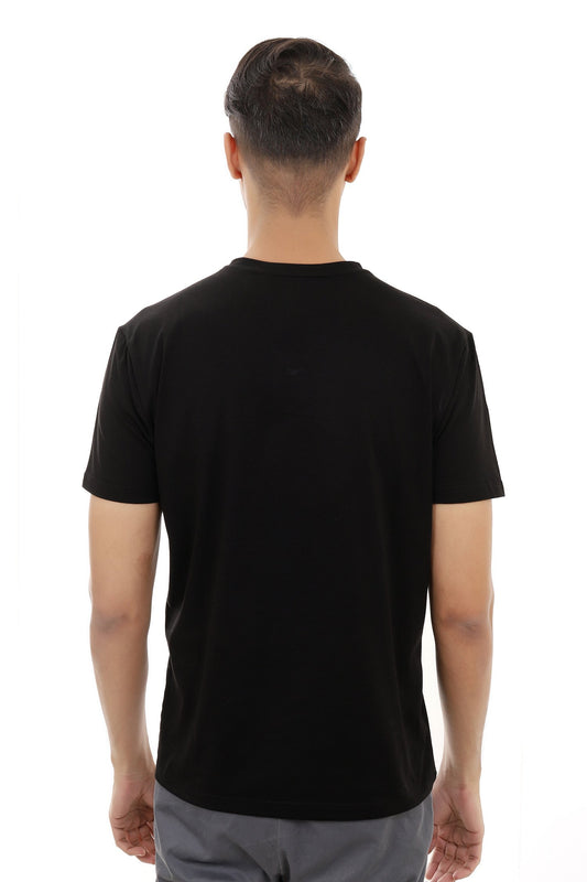 COTTON V NECK TEE-BLACK