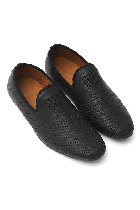 PERFORATED SLIPONS-BLACK