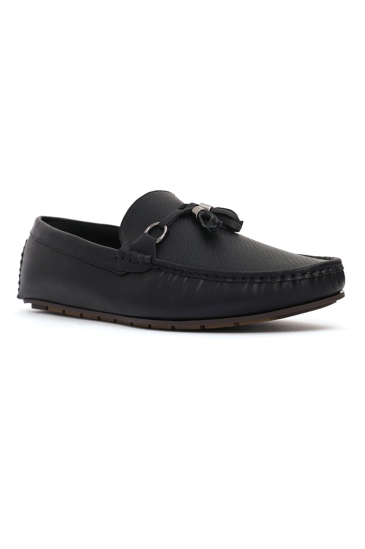 RIVET TASSLE PERFORATED LOAFER-BLACK