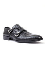 CROC EMBOSSED DOUBLE MONKS-BLACK