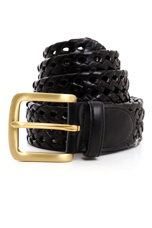 BASKET WEAVE BELT-BLACK