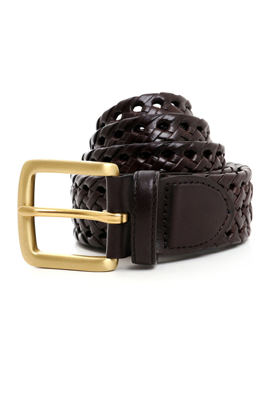 BASKET WEAVE BELT-COFFEE