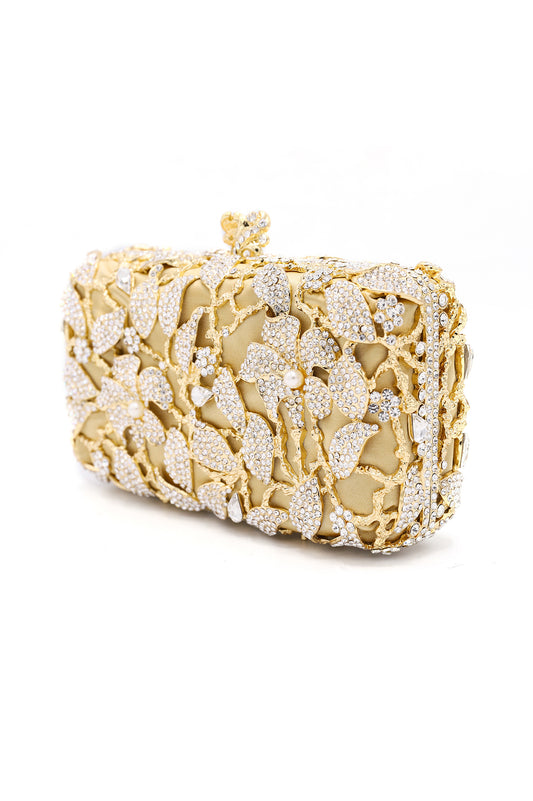 PEARL CRYSTAL CLUTCH-SILVER GOLD