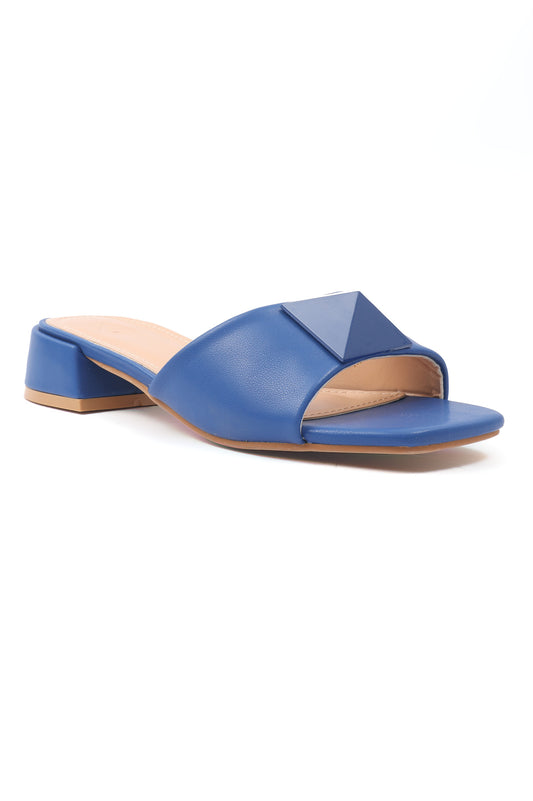 BLOCK HEELS WITH SOLID COLOR-NAVY