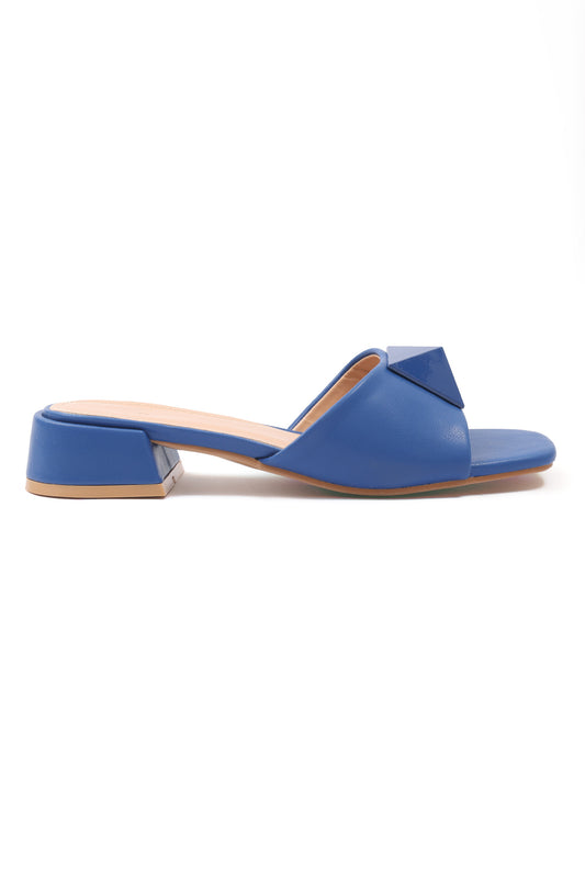 BLOCK HEELS WITH SOLID COLOR-NAVY