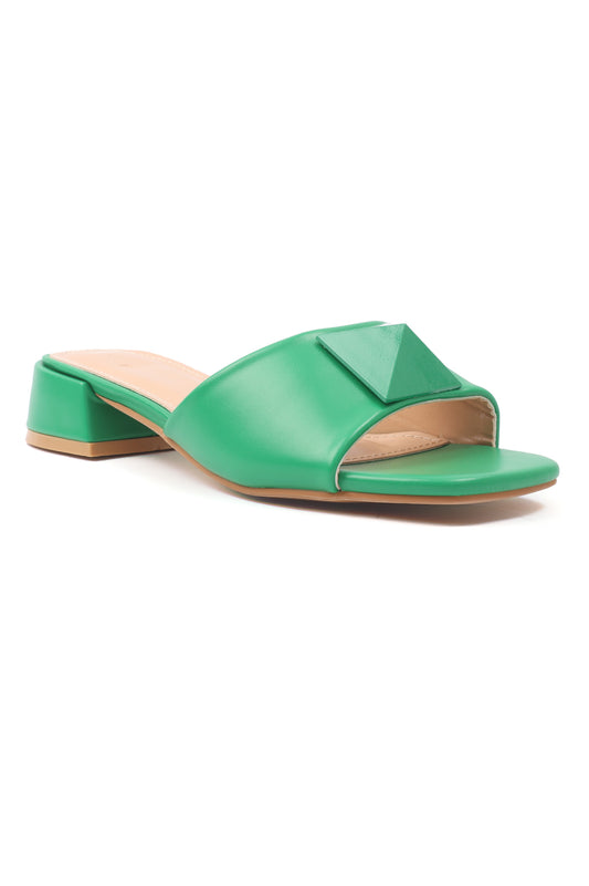BLOCK HEELS WITH SOLID COLOR-GREEN