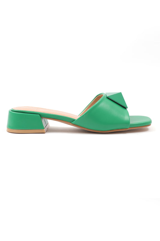 BLOCK HEELS WITH SOLID COLOR-GREEN