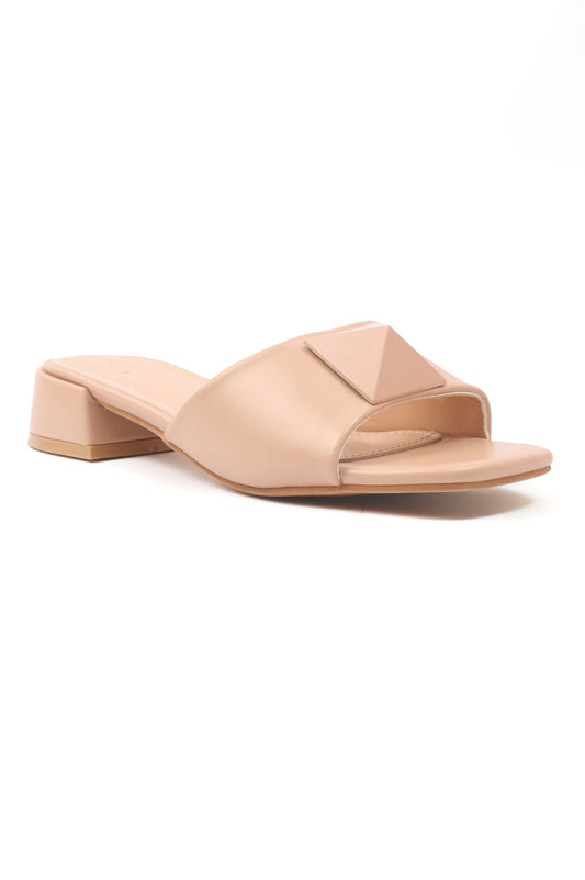 BLOCK HEELS WITH SOLID COLOR-NUDE