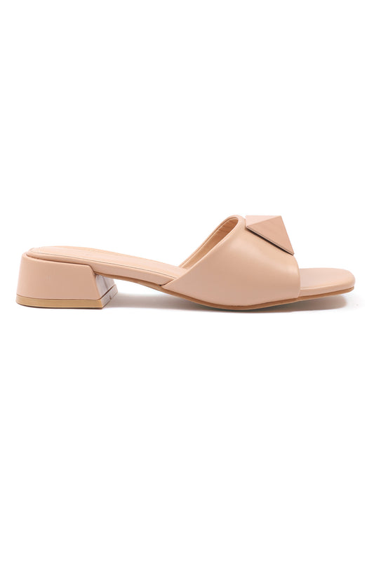 BLOCK HEELS WITH SOLID COLOR-NUDE