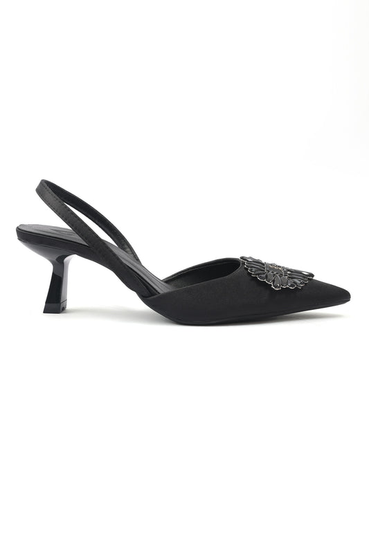 TWILIGHT BLOOM EMBELLISHED HEEL-BLACK
