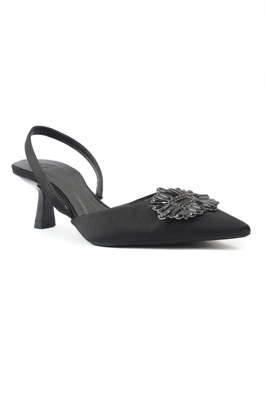 TWILIGHT BLOOM EMBELLISHED HEEL-BLACK