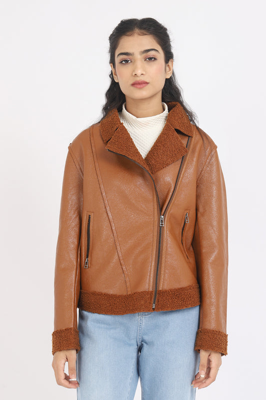 LEATHER JACKET-BROWN