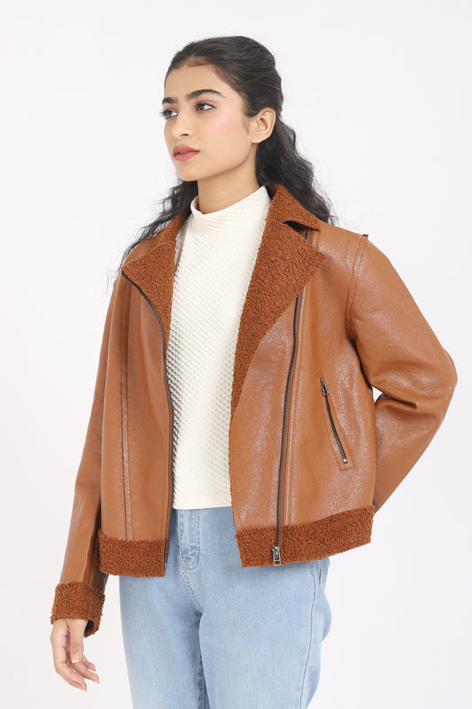 LEATHER JACKET-BROWN