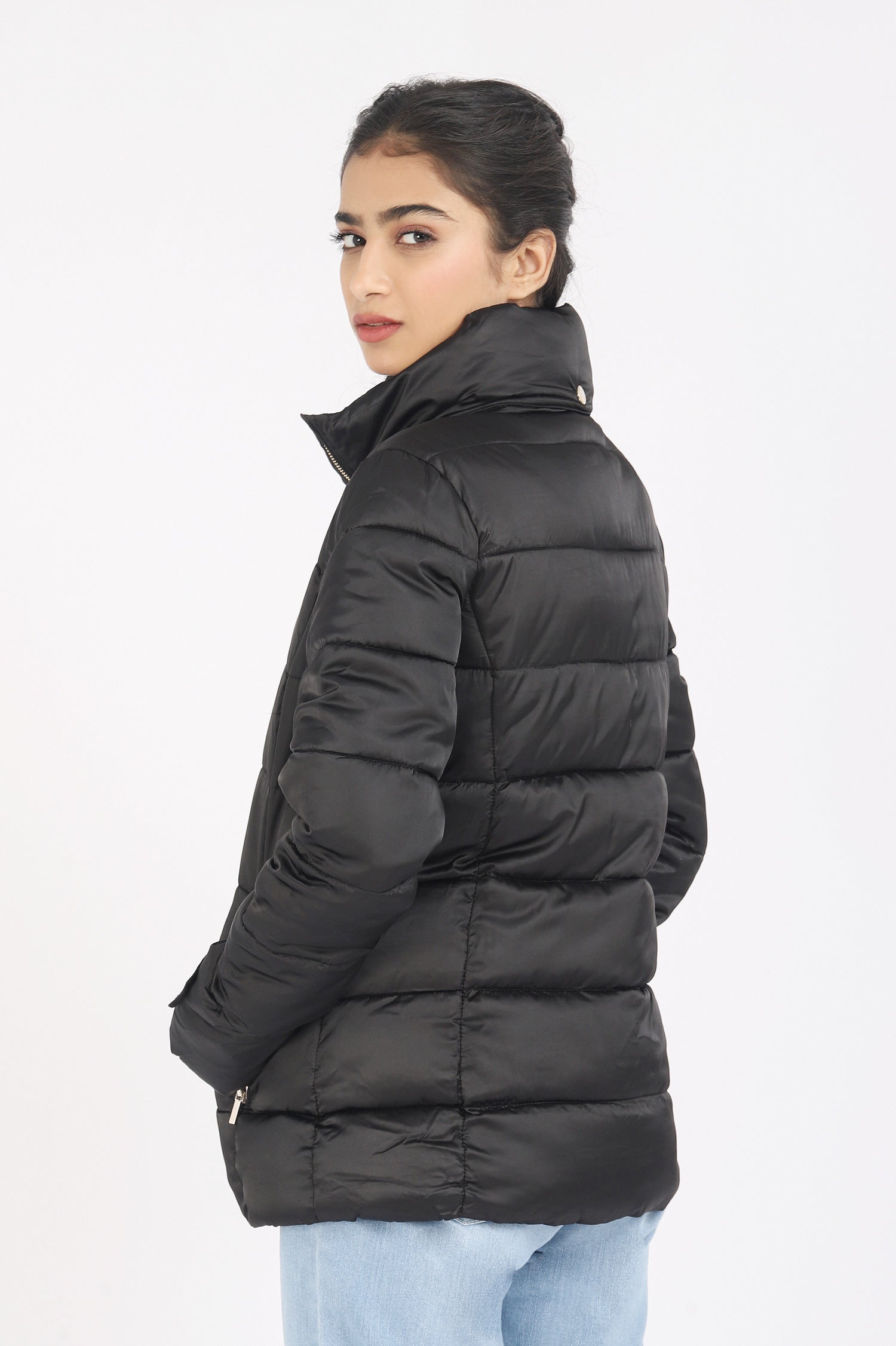 QUILTED PUFFER JACKET-BLACK