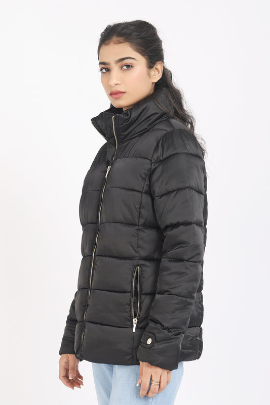 QUILTED PUFFER JACKET-BLACK