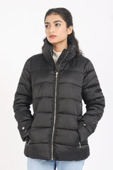 QUILTED PUFFER JACKET-BLACK