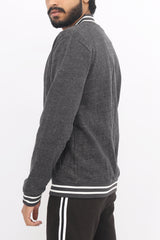 CONTRAST FLEECE JACKET-CHARCOAL