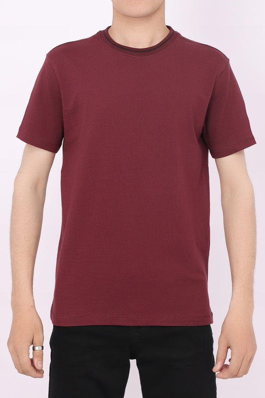 PLAIN COTTON TEE-MAROON