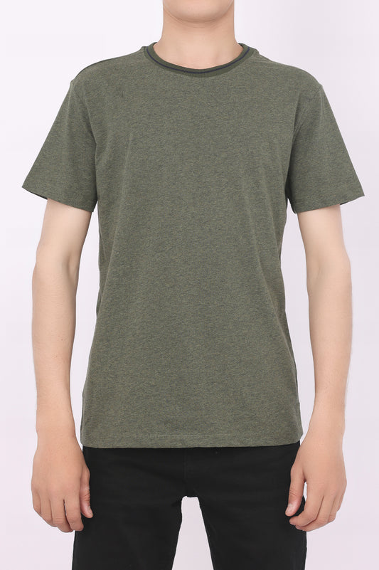 PLAIN COTTON TEE-OLIVE