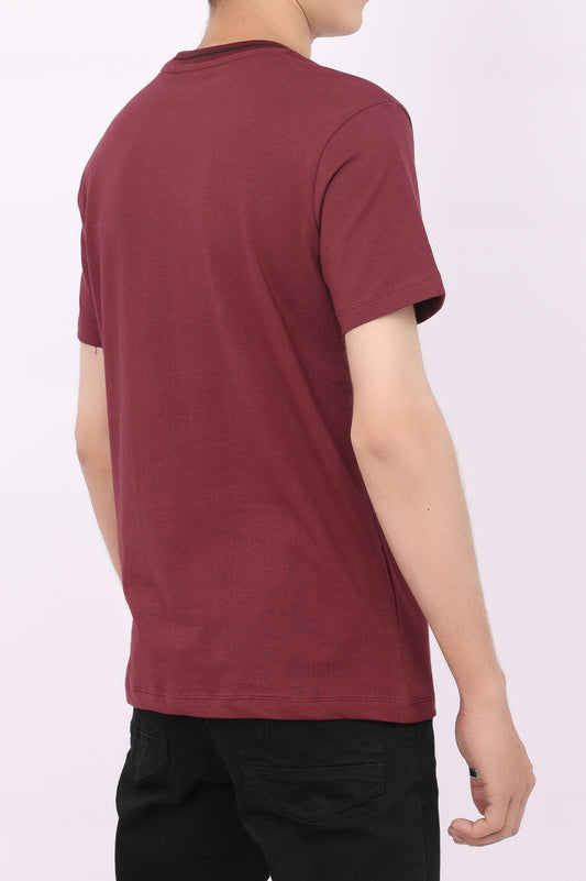 PLAIN COTTON TEE-MAROON
