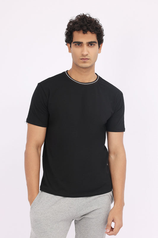 PLAIN COTTON TEE-BLACK