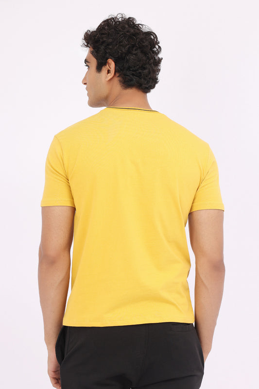 PLAIN COTTON TEE-MUSTARD