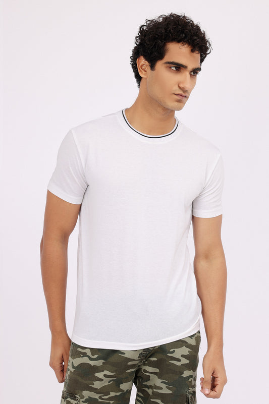 PLAIN COTTON TEE-WHITE