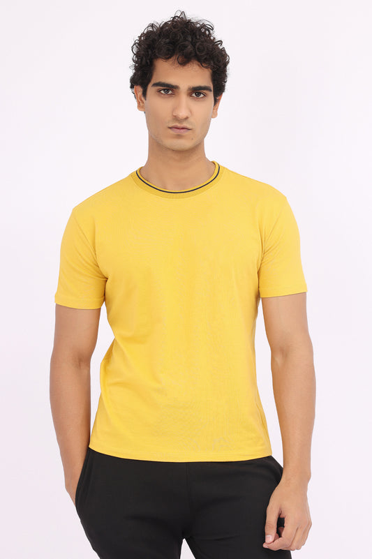 PLAIN COTTON TEE-MUSTARD