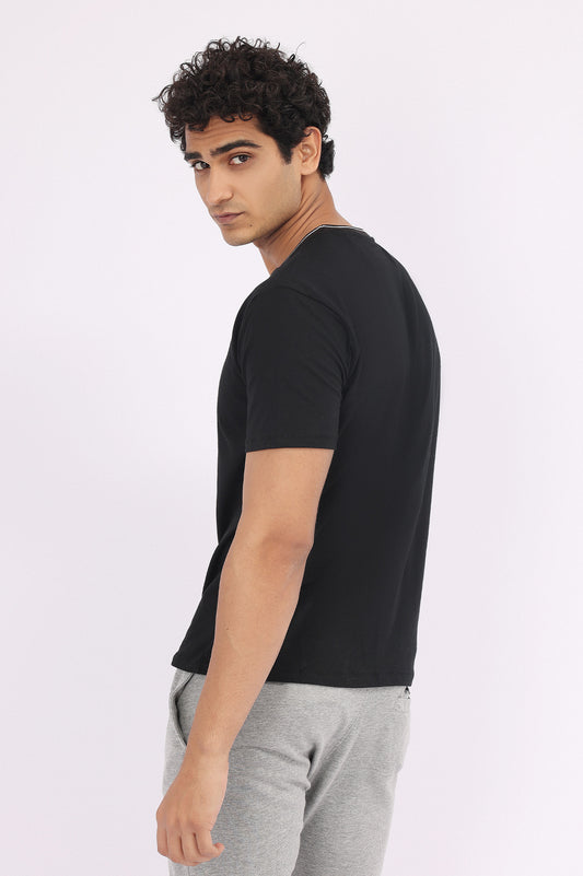 PLAIN COTTON TEE-BLACK
