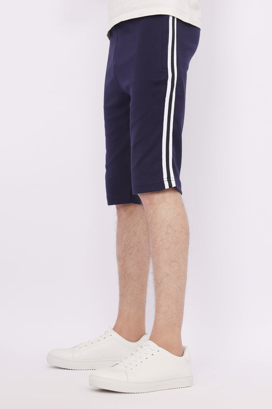 STRIPED BERMUDA-NAVY/WNW
