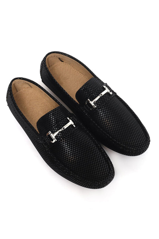 PATENT EMBOSSED LOAFERS-BLACK