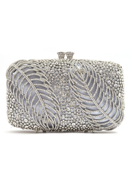PEARL CRYSTAL CLUTCH-SILVER