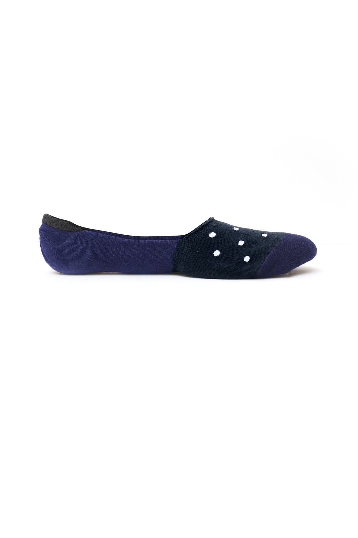 NO SHOW SOCKS-NAVY-WHITE DOTS